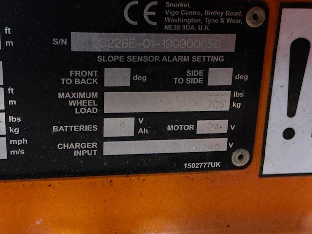 2019 snorkel s3226e hoogwerker - afbeelding 7 van  16