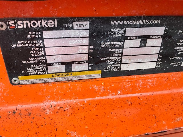 2019 snorkel s3226e hoogwerker - afbeelding 6 van  15