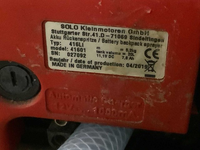 2019 solo accu power 416 li rugspuit - afbeelding 4 van  4