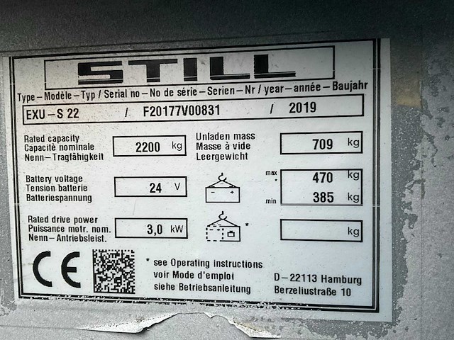 2019 still exu-s 22 elektrische palletwagen - afbeelding 8 van  8