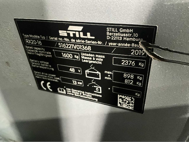 2019 still rx 20-16 1600 kg accu 2022 vorkheftruck - afbeelding 19 van  19