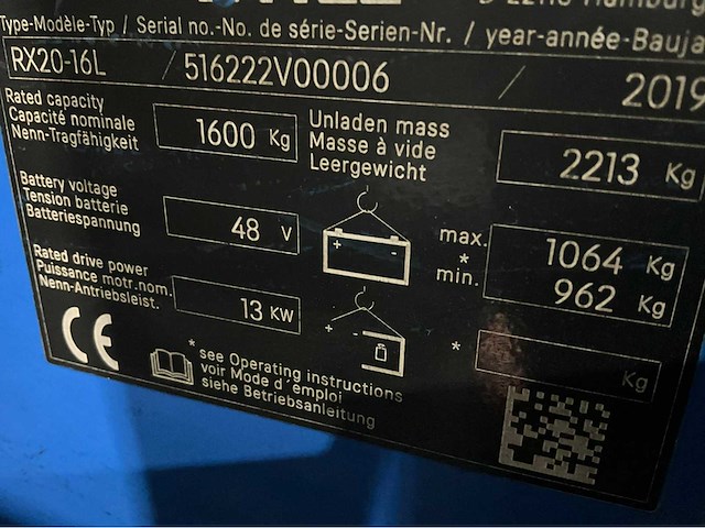 2019 still rx 20-16 1600 kg lepelversteller vorkheftruck - afbeelding 10 van  18