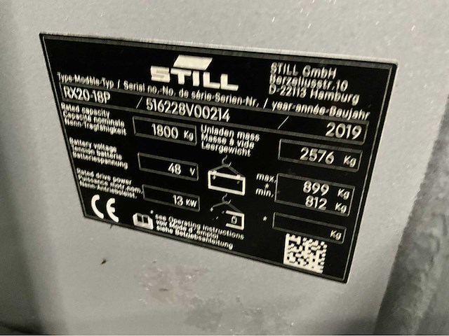 2019 still rx 20-18p 1800 kg vorkheftruck - afbeelding 8 van  16