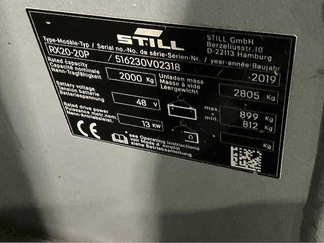 2019 still rx 20-20p 2000kg vorkheftruck lepelversteller - afbeelding 7 van  15