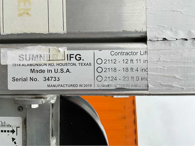 2019 sumner manufacturing 2118 materiaallift / kanaallift - afbeelding 2 van  10