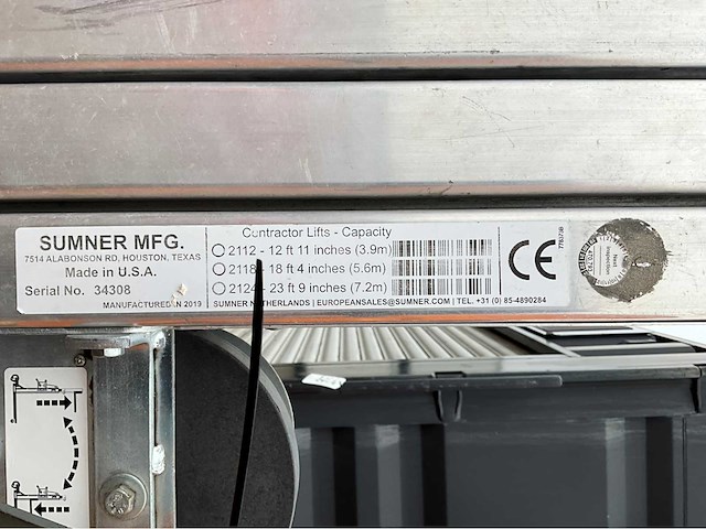 2019 sumner manufacturing 2118 materiaallift / kanaallift - afbeelding 9 van  9