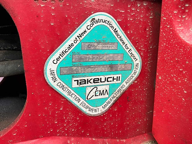 2019 takeuchi tb225 canopy minigraafmachine - afbeelding 31 van  42