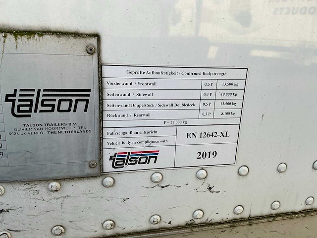 2019 talson f1520 oplegger - afbeelding 6 van  36