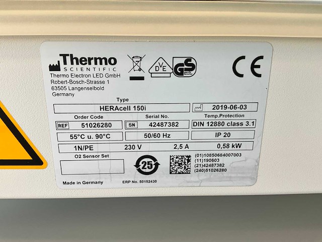 2019 thermowetenschappelijke heracell 150i gp laboratorium co2-incubator (2x) - afbeelding 13 van  14