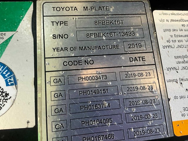 2019 toyota 8fbek16t vorkheftruck - afbeelding 8 van  16