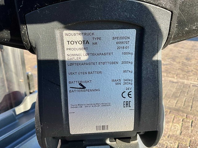 2019 toyota spe200dn stapelaar - afbeelding 4 van  12