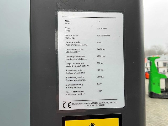 2019 unicarriers x/xll 2000 elektrische pallettruck - afbeelding 10 van  18