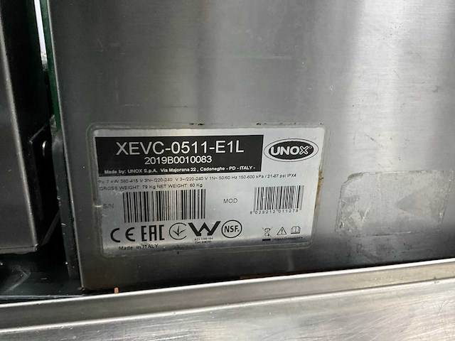 2019 unox xevc-0511-e1l combisteamer - afbeelding 7 van  8