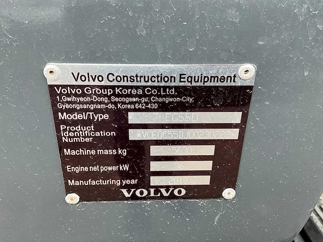 2019 volvo ec55d midigraafmachine - afbeelding 22 van  29