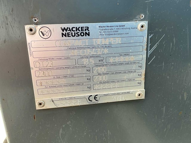 2019 wacker neuson dt23 dumper - afbeelding 10 van  19