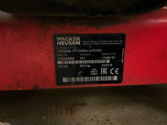 2019 wacker neuson vp1340a trilplaat - afbeelding 6 van  6