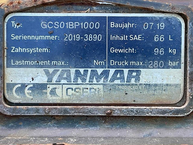 2019 yanmar gcs01bp1000 graafbak sw01 - afbeelding 2 van  2