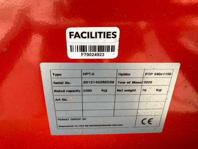 2020 - hpt-a - hand hydraulische palletwagen - afbeelding 2 van  3