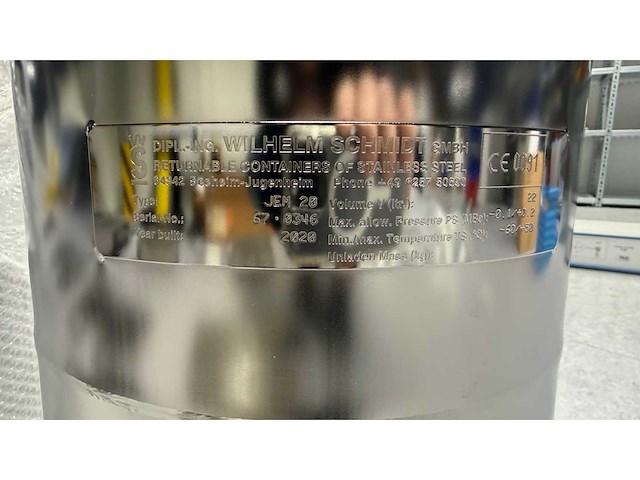 2020 - wilhelm schmidt jem 20 rvs canister - ongebruikt (3x) - afbeelding 8 van  10
