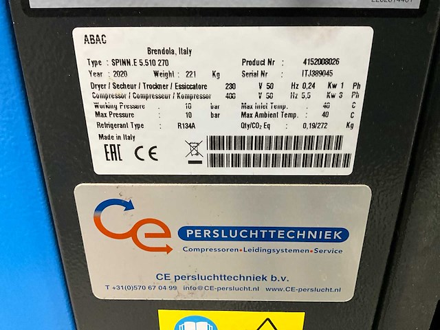 2020 abac spinn. e.5.. 510. 270 luchtcompressor - afbeelding 9 van  9