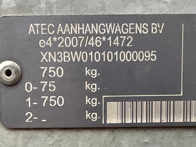 2020 atec abw0 a1 750 aanhangwagen - afbeelding 4 van  15