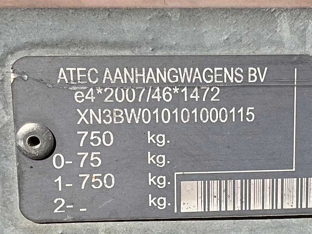 2020 atec abw.750.250x135 aanhangwagen - afbeelding 7 van  16