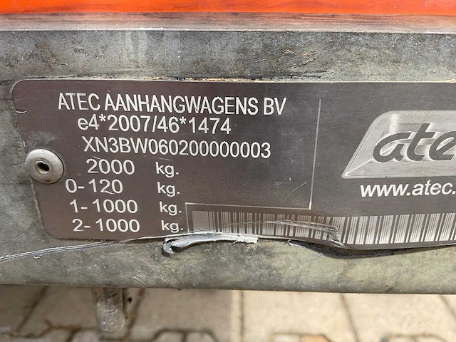 2020 atec eb2 2-1 dubbelas aanhangwagen - afbeelding 9 van  17