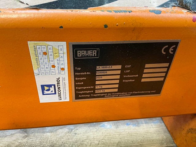 2020 bauer la1600-2.5 heftruck toebehoren - afbeelding 3 van  5