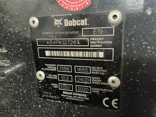 2020 bobcat e19 long arm minigraafmachine - afbeelding 28 van  35