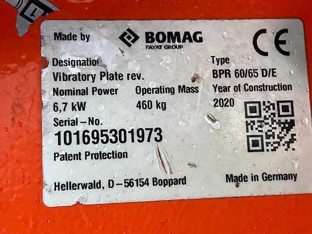 2020 bomag bpr 60/65 d/e trilplaat - afbeelding 5 van  13