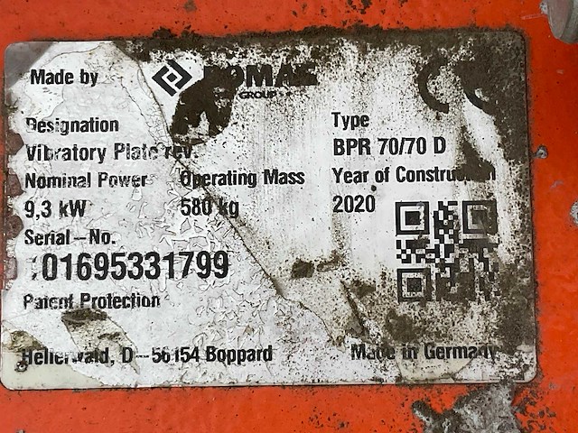 2020 bomag bpr 70/70 d trilplaat - afbeelding 3 van  11