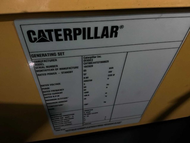 2020 caterpillar de65e3 stroomaggregaat - afbeelding 6 van  6