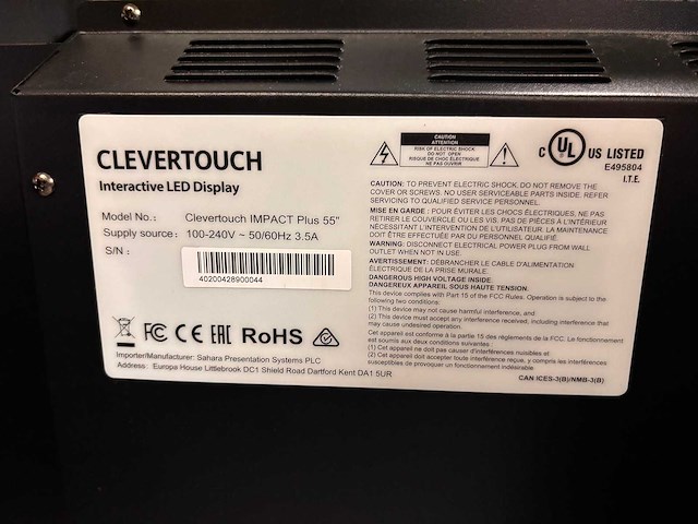 2020 clevertouch impact plus interactive touchscreen 55” - afbeelding 8 van  8