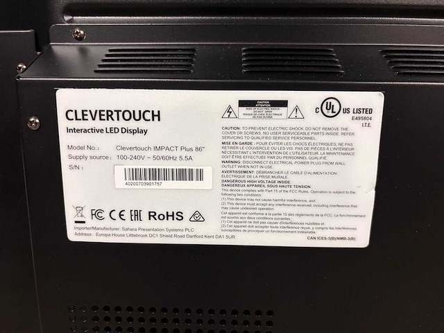 2020 clevertouch impact plus interactive touchscreen 86” - afbeelding 5 van  5