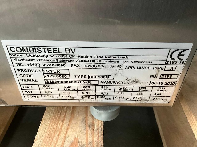 2020 combisteel g6f100g gasfriteuse (enkel) - afbeelding 9 van  9