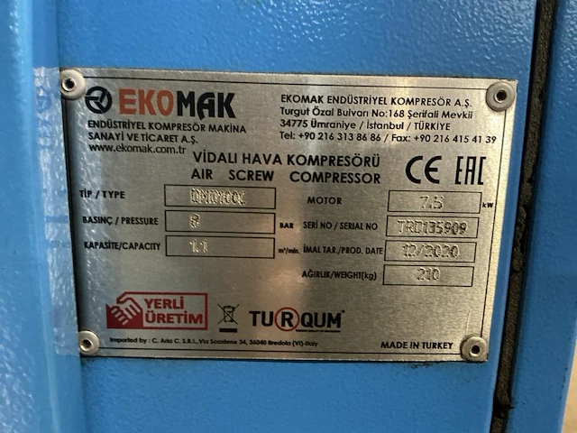 2020 ekomak dmo100c compressor - afbeelding 6 van  7