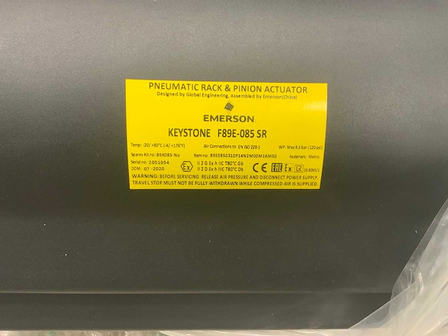 2020 emerson keystone f89e-085 sr pneumatische actuator - afbeelding 3 van  3