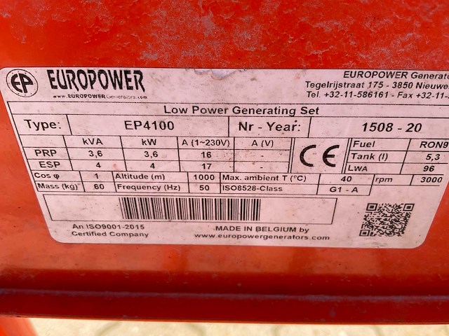 2020 europower ep4100 stroom aggregaat - afbeelding 9 van  9