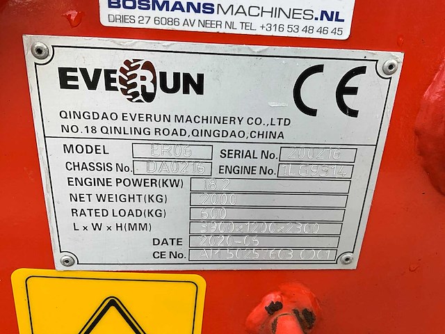 2020 everun er06 mini wiellader - afbeelding 29 van  29