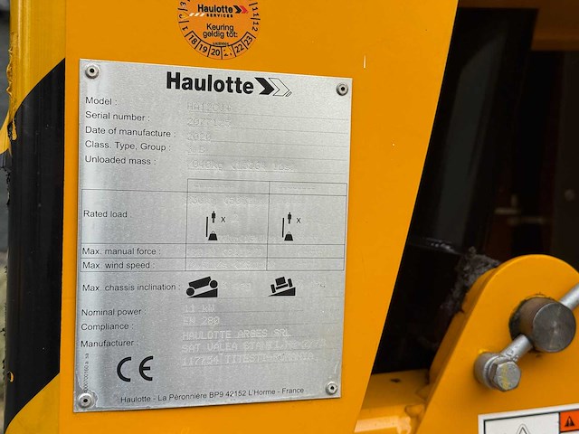 2020 haulotte ha12cj+ hoogwerker - afbeelding 8 van  16