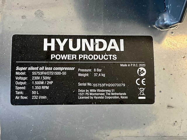 2020 hyundai ots1500-50 olievrije compressor - afbeelding 7 van  7