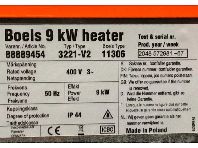 2020 inelco 3221-v2 industriële heater - afbeelding 3 van  5