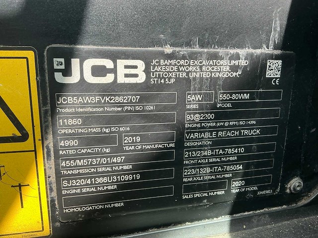 2020 jcb 550-80 verreiker defect - afbeelding 36 van  41