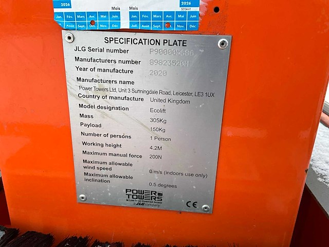 2020 jlg power towers ecolift personenlift - afbeelding 7 van  7