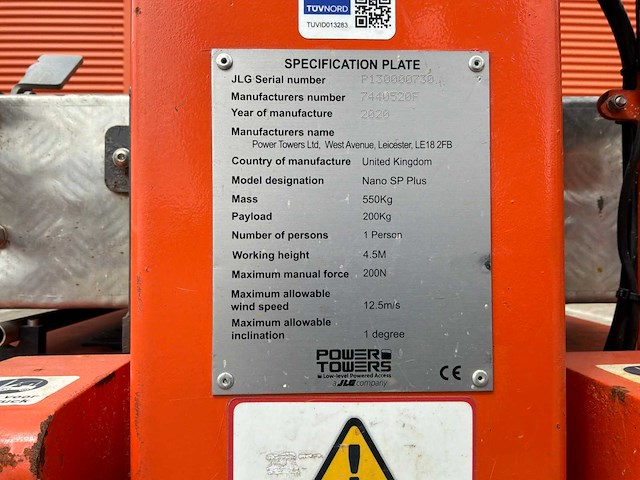 2020 jlg power towers nano sp plus personenlift - afbeelding 10 van  18