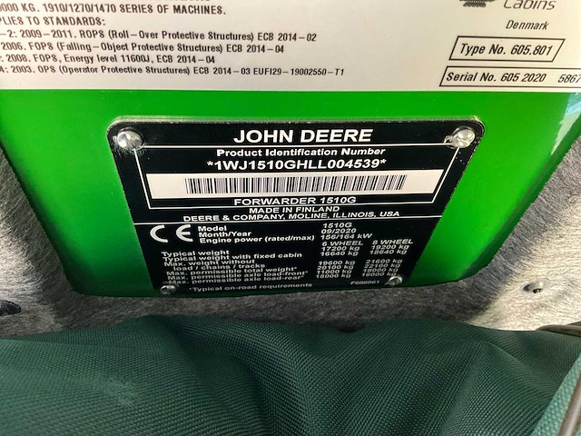 2020 john deere 1510g tier iv forwarder - afbeelding 43 van  64