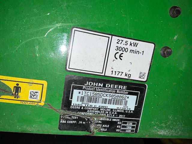 2020 john deere 1585 grasmaaier - afbeelding 2 van  28