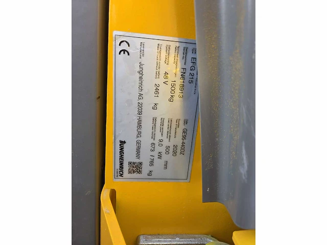 2020 jungheinrich efg 215 1500kg 4427uur vorkheftruck - afbeelding 10 van  10