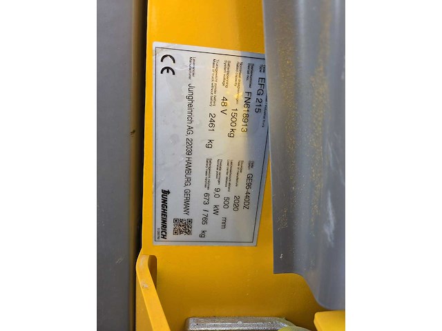2020 jungheinrich efg 215 1500kg 4427uur vorkheftruck - afbeelding 9 van  9