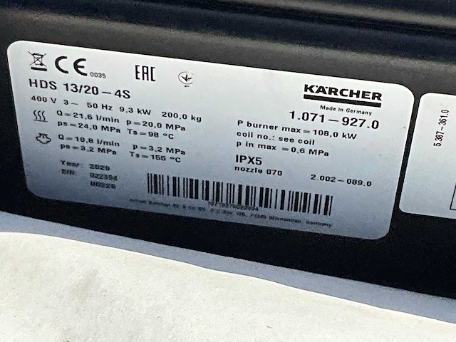 2020 karcher hds 13/20-4s hogedrukreiniger - afbeelding 5 van  13